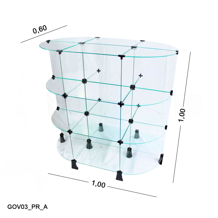 Gôndola de Vidro Oval - 1,00 x 1,00 x 0,60 M 1