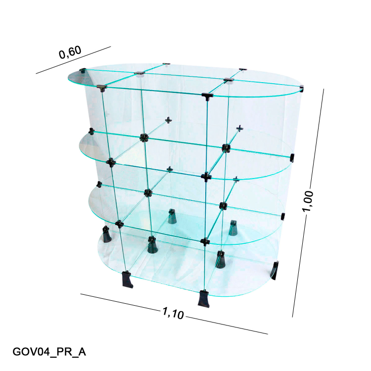 Gôndola de Vidro Oval - 1,10 x 1,00 x 0,60 M 1