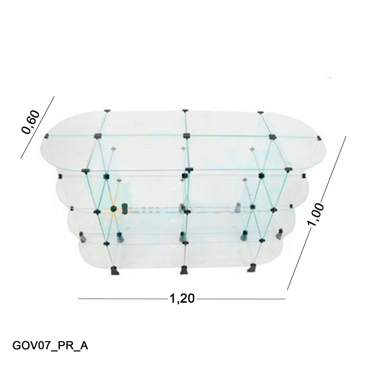 Gôndola de Vidro Oval - C/ Conectivo Preto - 1,20 x 1,00 x 0,60m 1