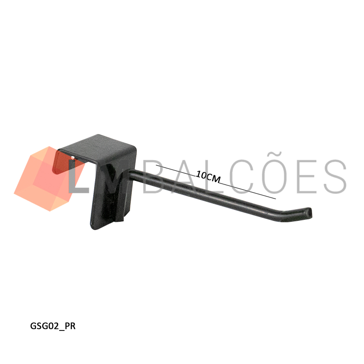 Gancho Simples p/ Gôndola 10cm - Preto 1
