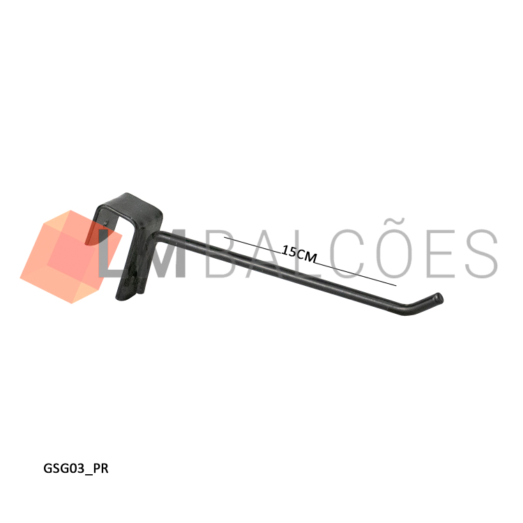 Gancho Simples p/ Gôndola 15cm - Preto 1
