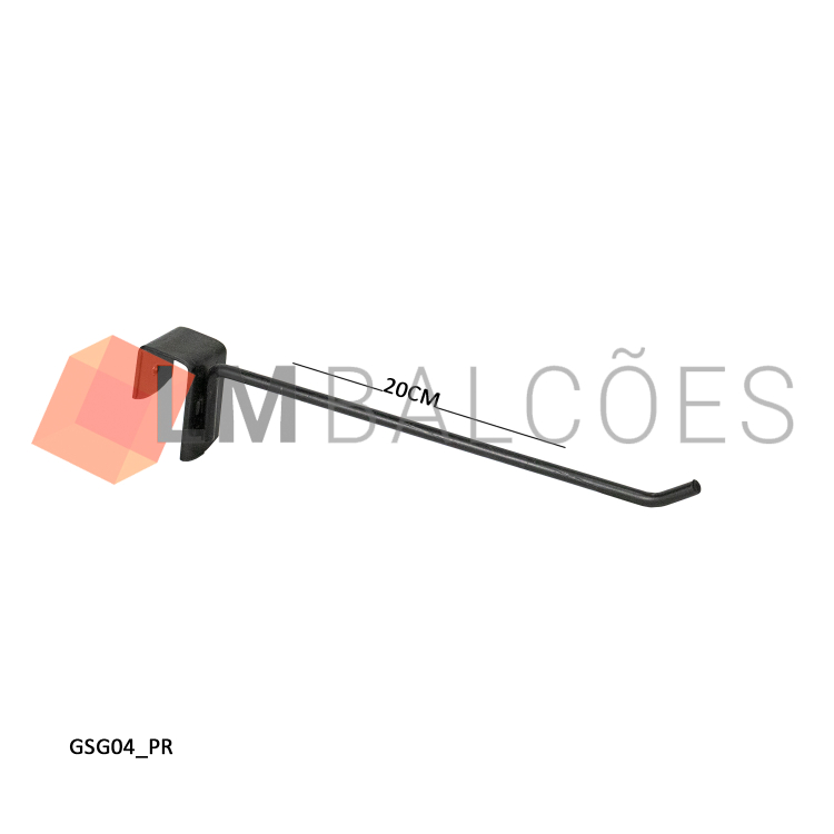 Gancho Simples p/ Gôndola 20cm - Preto 1