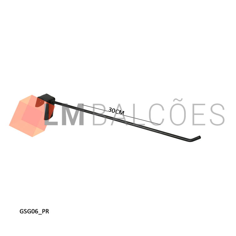 Gancho Simples p/ Gôndola 30cm - Preto 1