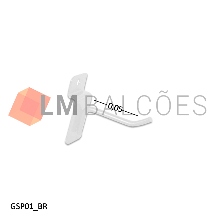 Gancho Simples p/ Painel 5cm - Branco 1