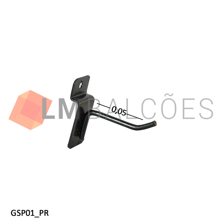 Gancho Simples p/ Painel 5cm - Preto 1