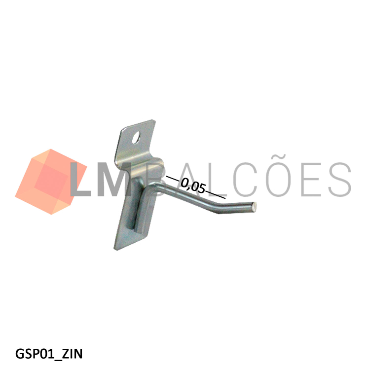Gancho Simples p/ Painel 5cm - Zincado 3