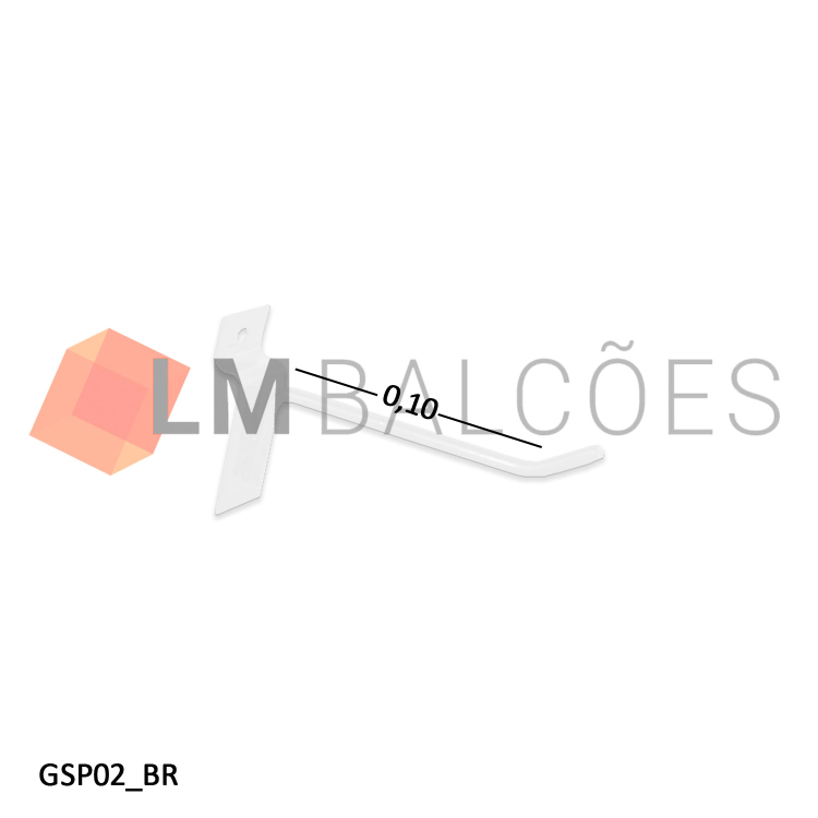 Gancho Simples p/ Painel 10cm - Branco 1