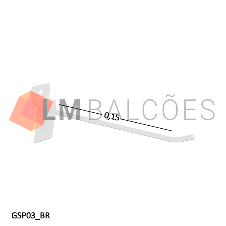 Gancho Simples p/ Painel 15cm - Branco 1