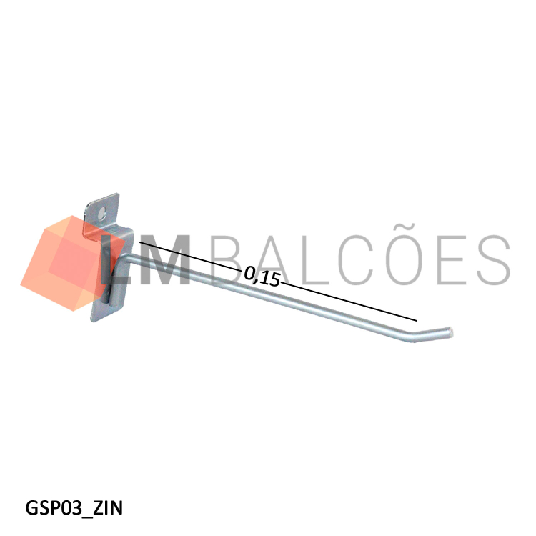 Gancho Simples p/ Painel 15cm - Zincado 1