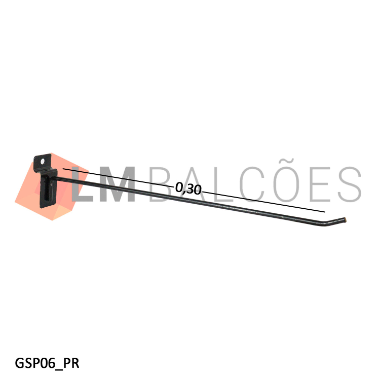 Gancho Simples p/ Painel 30cm - Preto 1