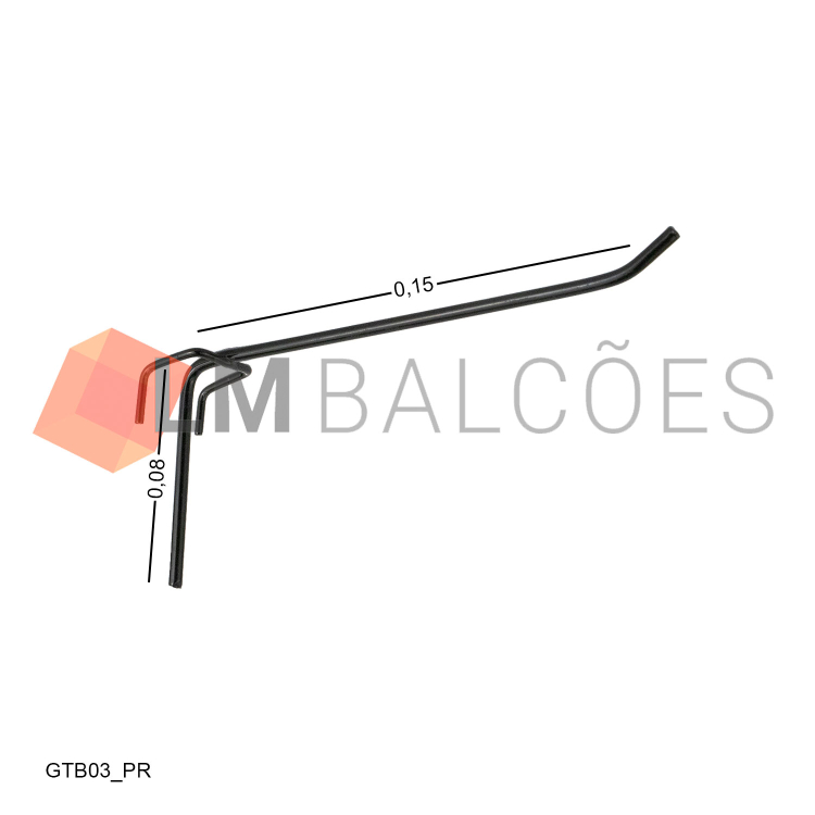 Gancho p/ Tela Biombo 15cm - Preto 1