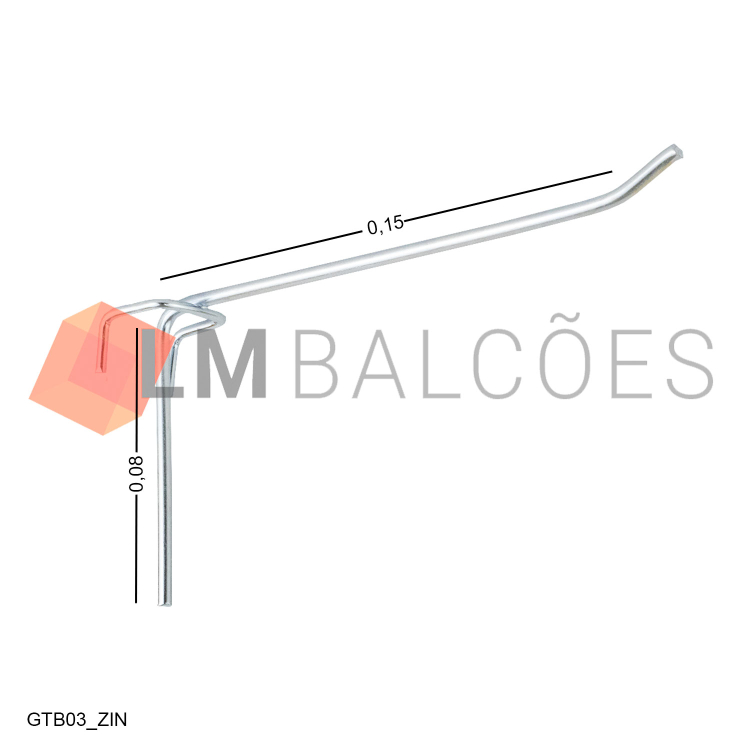 Gancho p/ Tela Biombo 15cm - Zincado 1