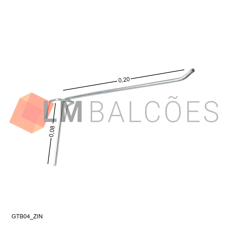 Gancho p/ Tela Biombo 20cm - Zincado 1