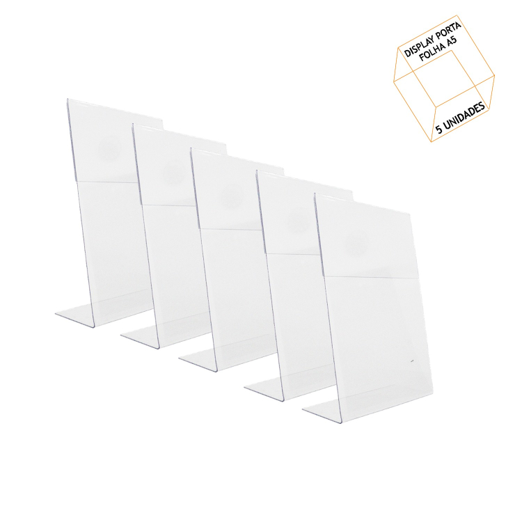 Display A5 Porta Folha em L Acrílico 2mm 15 x 22 cm - KIT 5 UNID 1