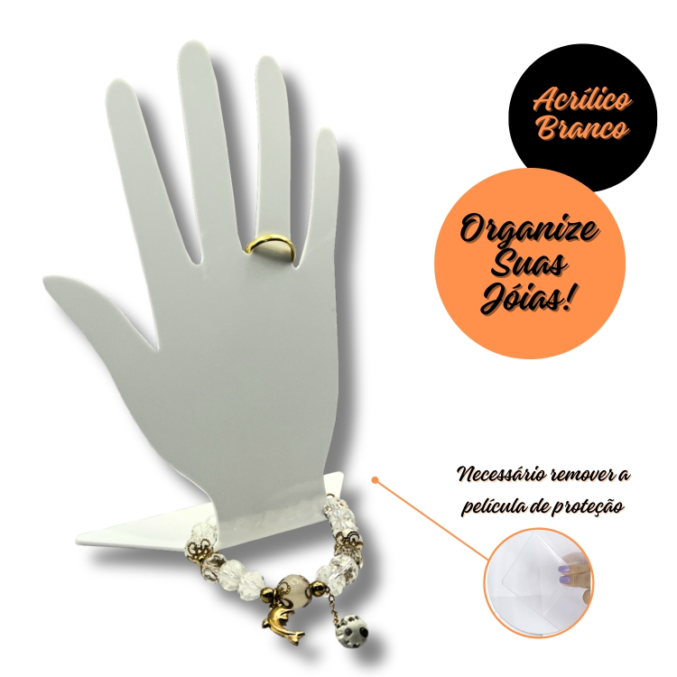 Expositor Mão para Anel em Acrílico - Branco 1