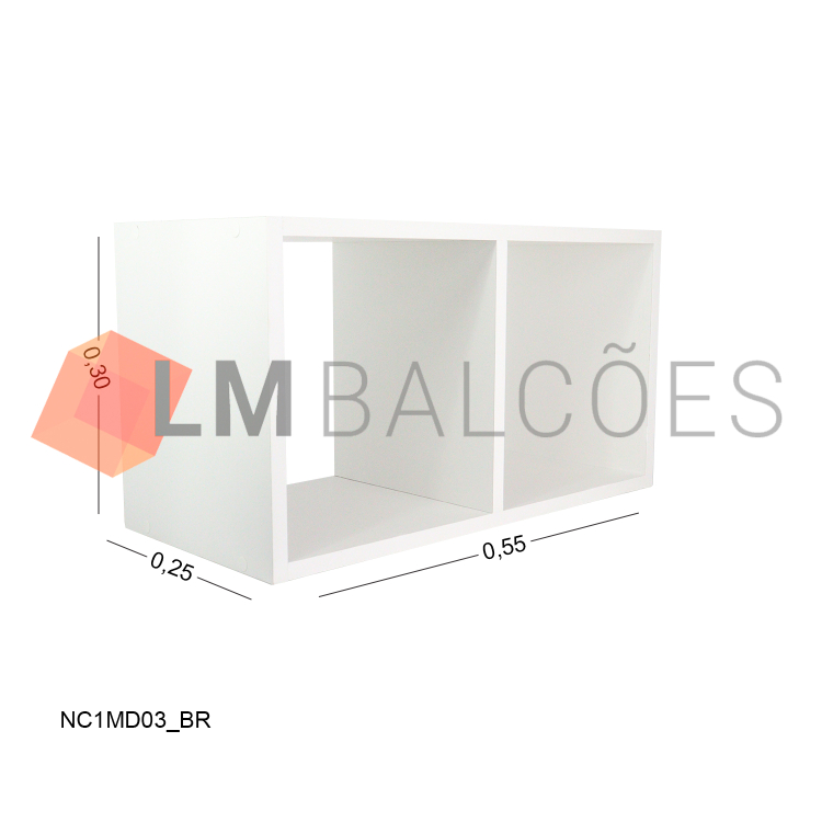 Expositor Nicho para Decoração 0,55 x 0,30 x 0,25m C/ 1 Divisória - Branco 1