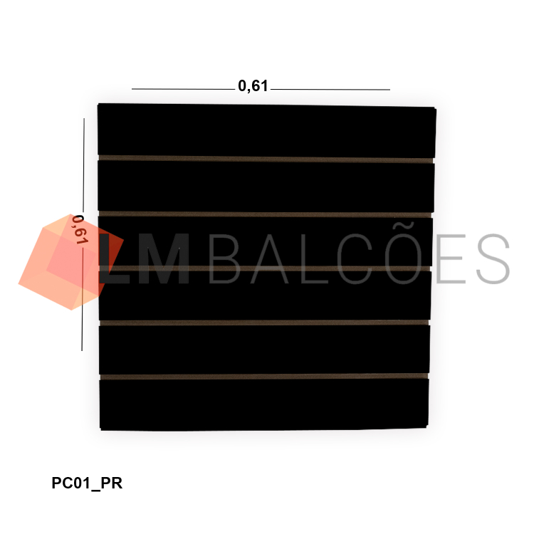 Painel Canaletado em Mdf 0,61 x 0,61m - Preto Fosco 1