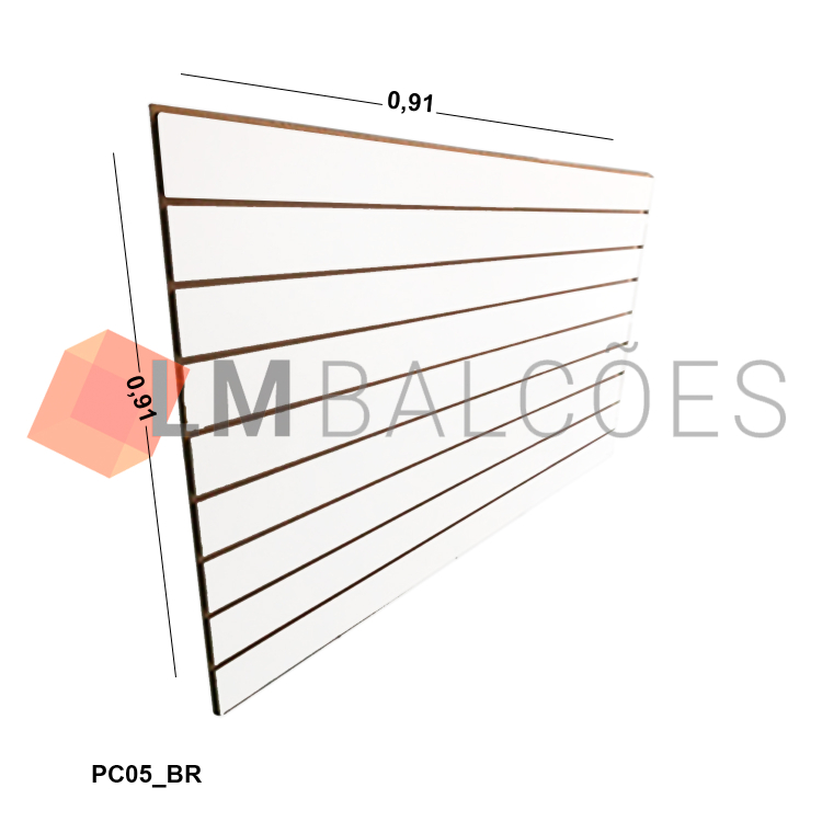 Painel Canaletado em Mdf 0,91 x 0,91m - Branco 1