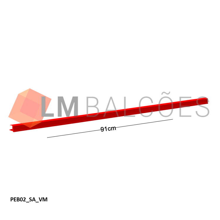 Porta Etiqueta de Bandeja p/ Gôndola 91cm - Vermelho 1