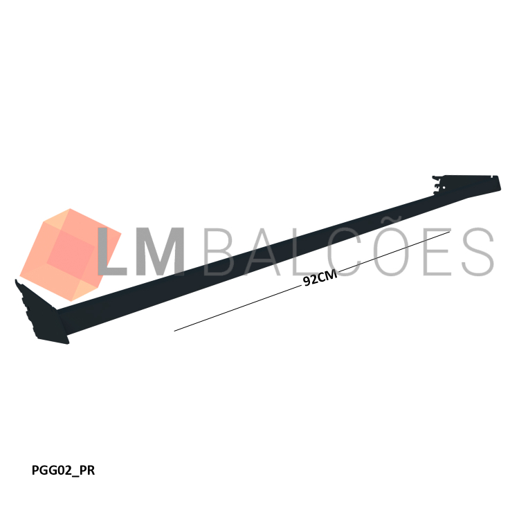Porta Gancheira p/ Gôndola 92cm - Preta 1