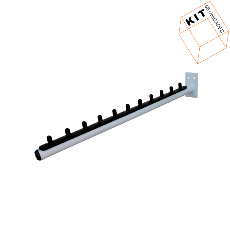 Suporte Cabideiro Branco Rt Inclinado para Parede 40cm - 08 Unid. 1