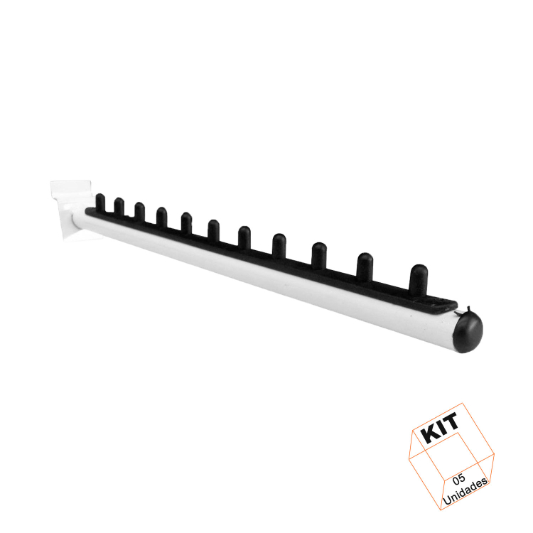 Suporte Cabideiro Branco Rt Painel Canaletado 40cm - 05 Unid. 1