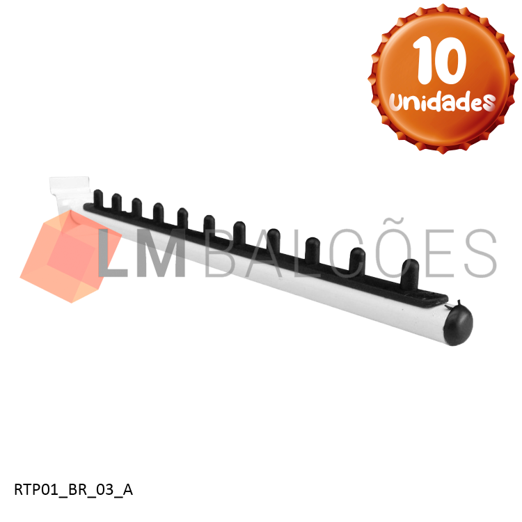 Suporte Cabideiro Branco Rt Painel Canaletado 40cm - 10 Unid. 1