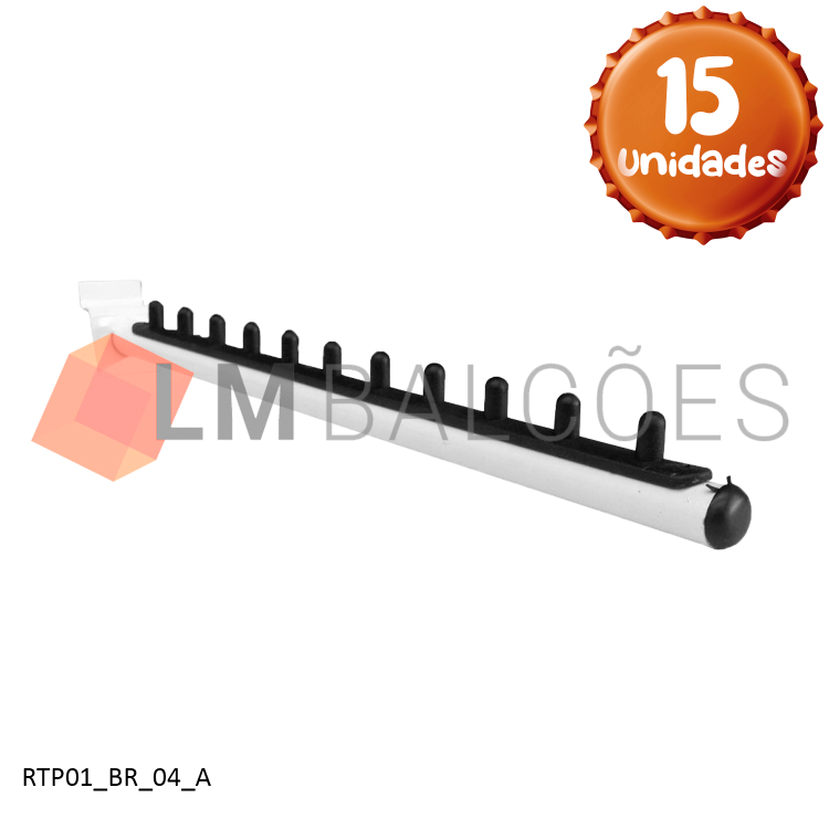 Suporte Cabideiro Branco Rt Painel Canaletado 40cm - 15 Unid. 1