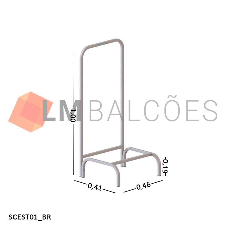 Suporte Branco Para Cestos de Compras - 0,46 X 1,00 x 0,41m 1