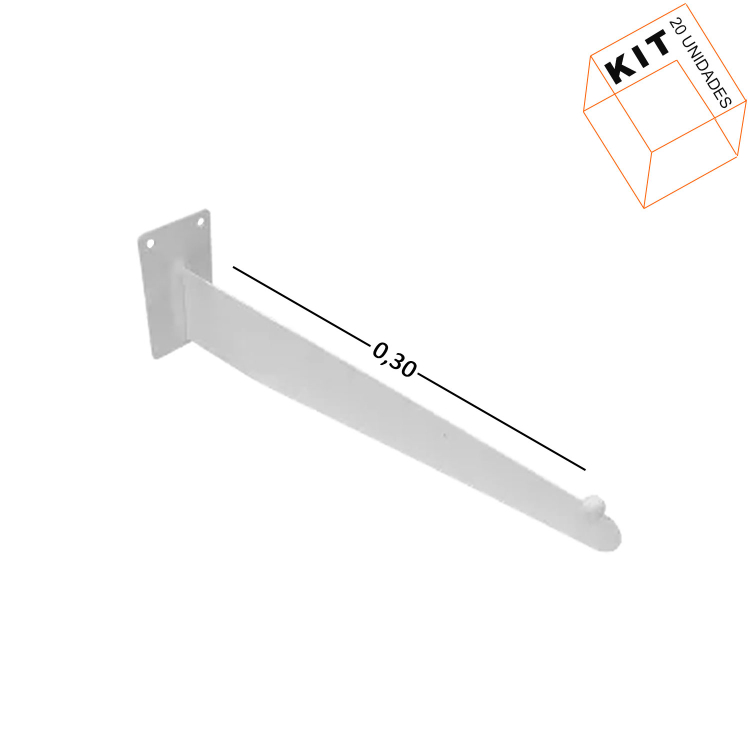 Suporte Faca Branco Para Parede 30cm - 20 Unid. 1