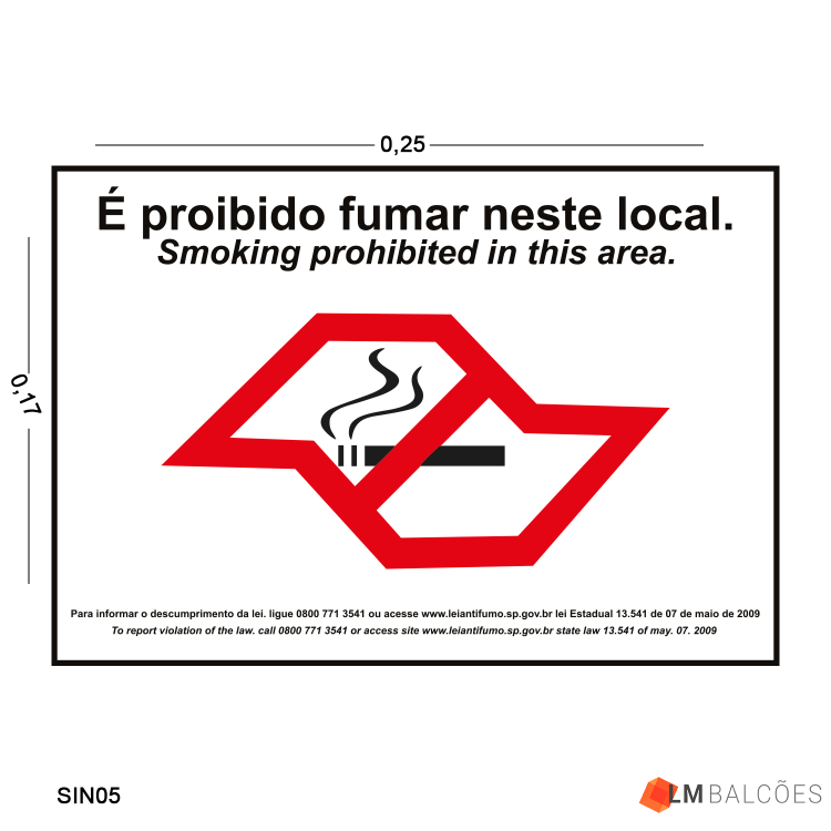 Etiqueta de Pvc Proibido Fumar com Lei 1