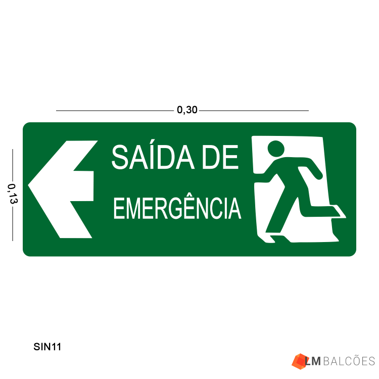 Placa de Sinalização Saída de Emergência (Esquerda) 1