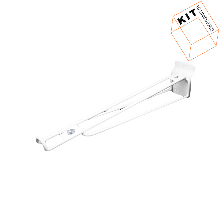 Suporte de Prateleira Branco C/ Reforço para Painel Canaletado - 10 Unid 1