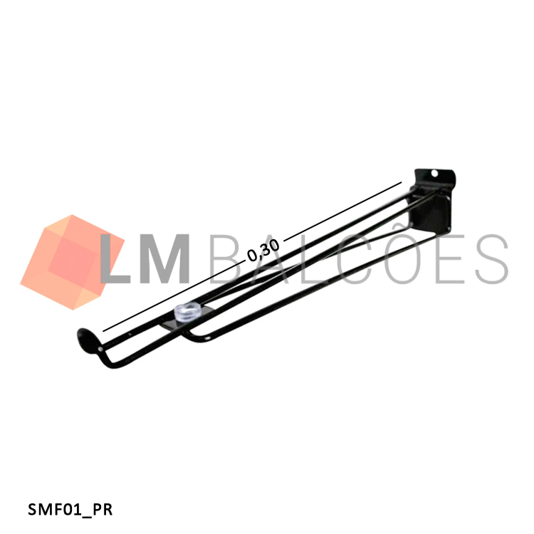 Suporte Mão Francesa p/ Painel 30cm - Preto 1