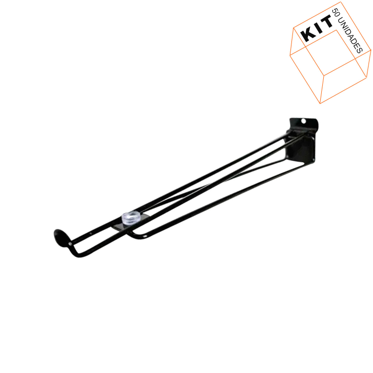 Suporte de Prateleira Preto C/ Reforço para Painel Canaletado - 50 Unid 1