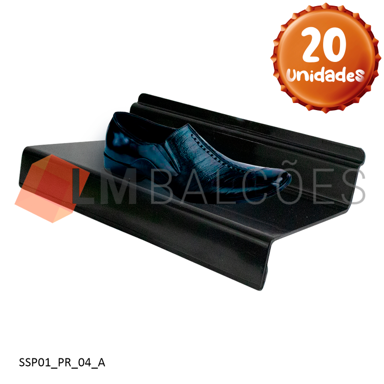 Suporte de Sapato Preto para Painel Canaletado - KIT 20 UNID. 1