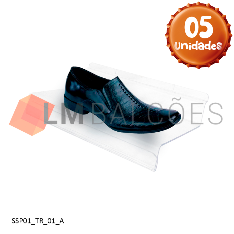Suporte de Sapato Transparente para Painel Canaletado - KIT 05 UNID. 1