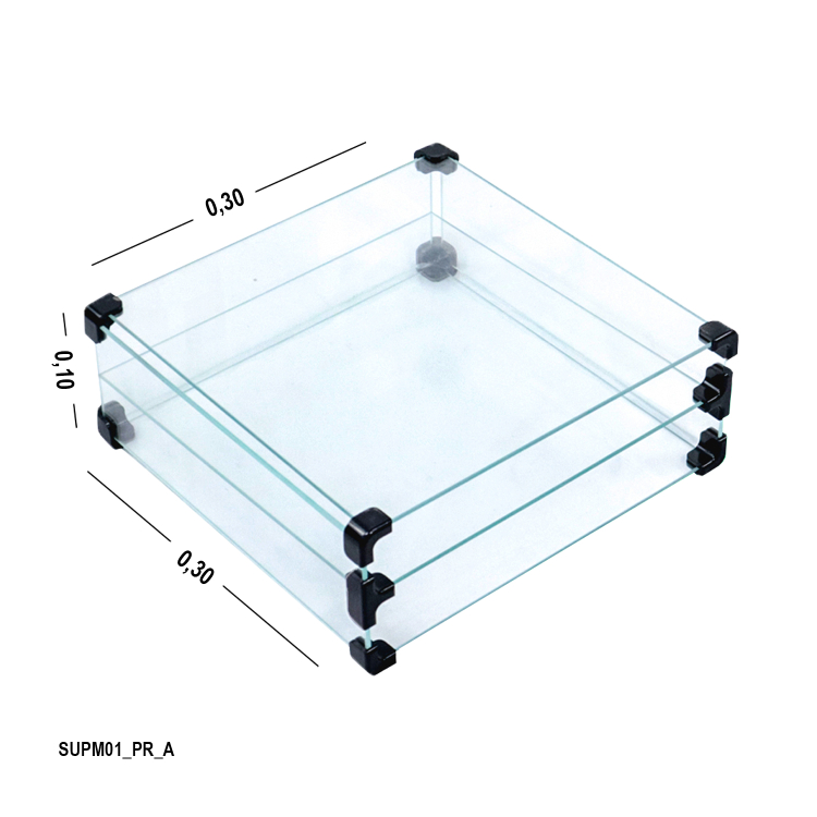 Suporte para monitor de vidro  com divisórias - 0,30 x 0,10 x 0,30 1