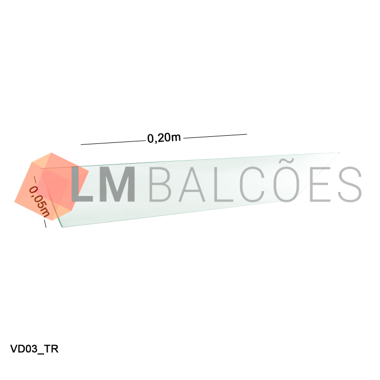 Vidro Modulado 4mm - 0,05 x 0,20m - Incolor 1