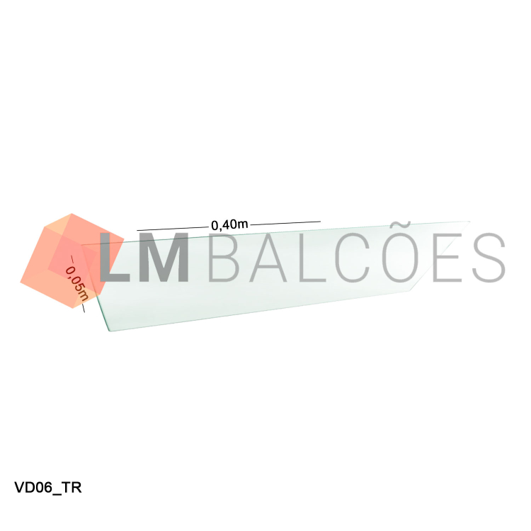 Vidro Modulado 4mm - 0,05 x 0,40m - Incolor 1