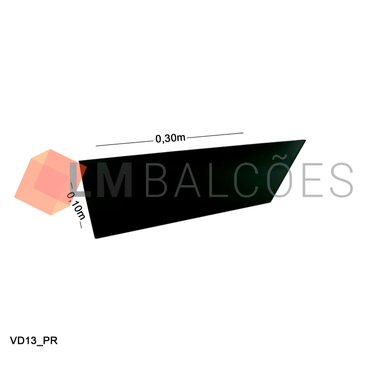 Vidro Modulado 4mm - 0,10 x 0,30m - Preto 1