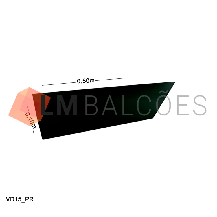 Vidro Modulado 4mm - 0,10 x 0,50m - Preto 1