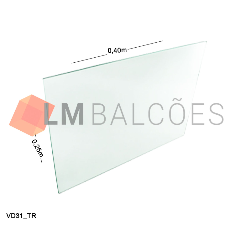 Vidro Modulado 4mm - 0,25 x 0,40m - Incolor 1