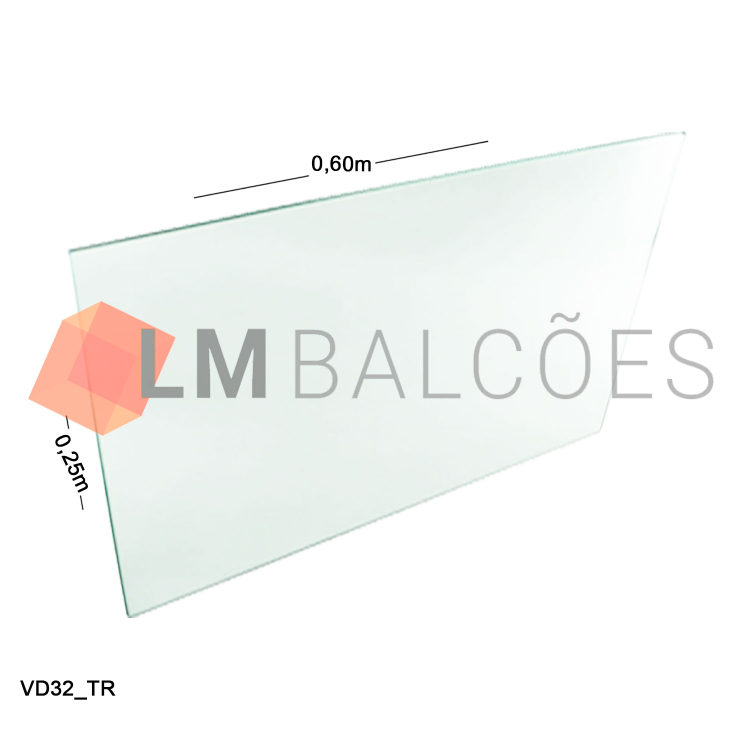 Vidro Modulado 4mm - 0,25 x 0,60m - Incolor 1