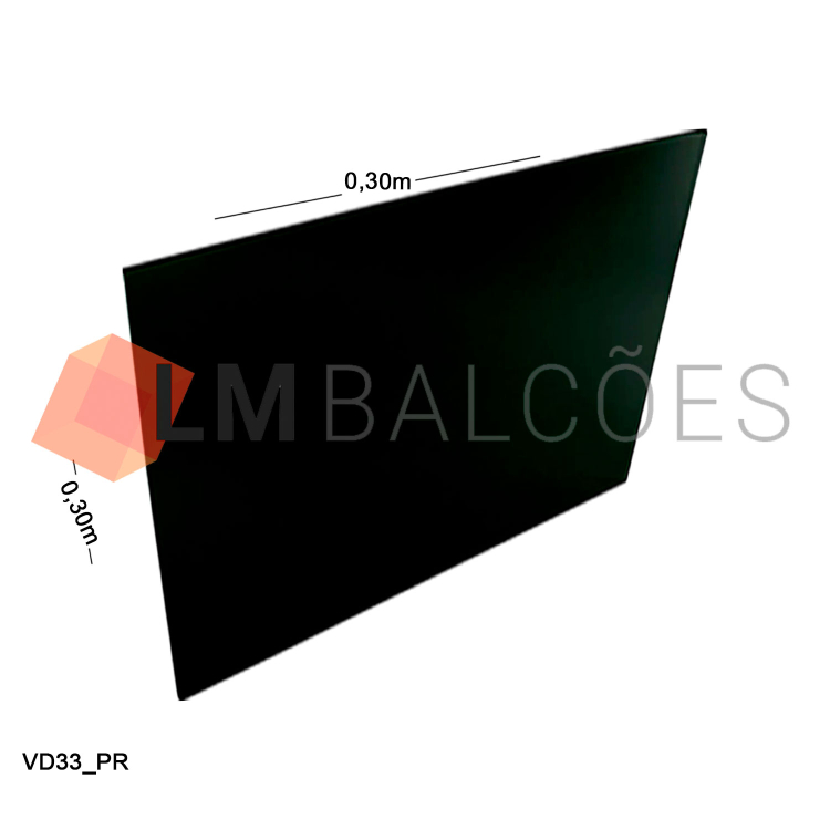 Vidro Modulado 4mm - 0,30 x 0,30m - Preto 1