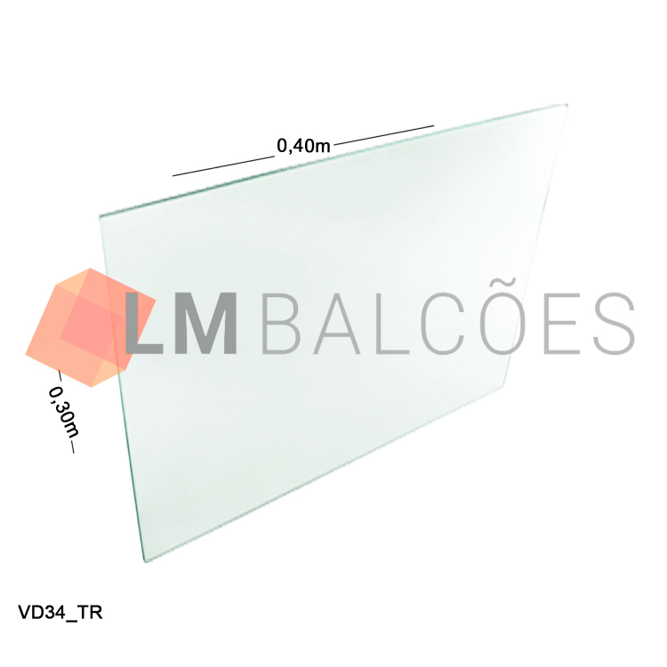 Vidro Modulado 4mm - 0,30 x 0,40m - Incolor 1