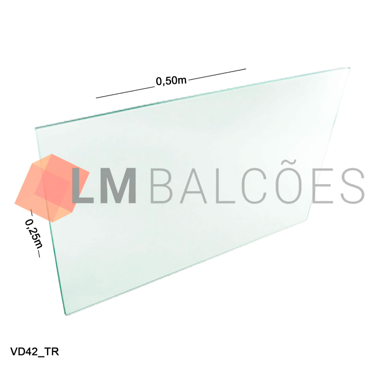 Vidro Modulado 4mm - 0,25 x 0,50m - Incolor 1