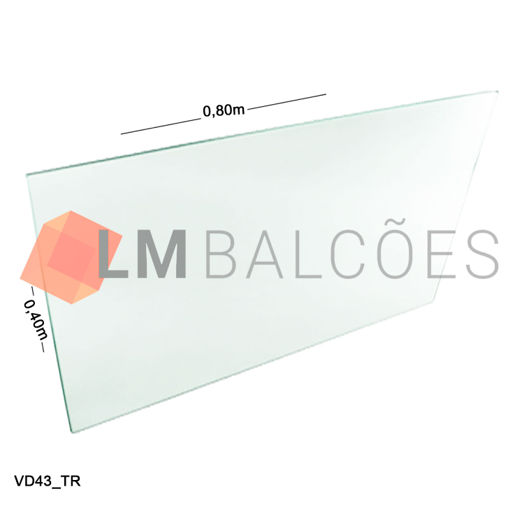 Vidro Modulado 4mm - 0,40 x 0,80m - Incolor 1