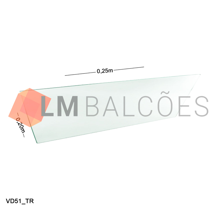 Vidro Modulado 4mm - 0,20 x 0,25m - Incolor 1
