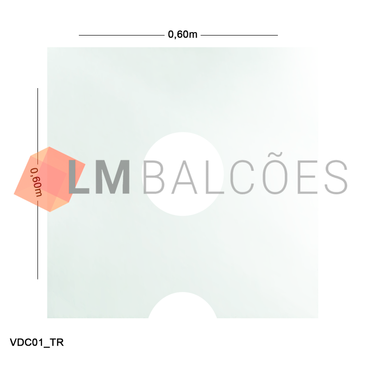 Vidro Modulado Caixa 4mm C/ Furo - 0,60 x 0,60m - Incolor 1